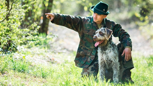Jäger mit Hund
