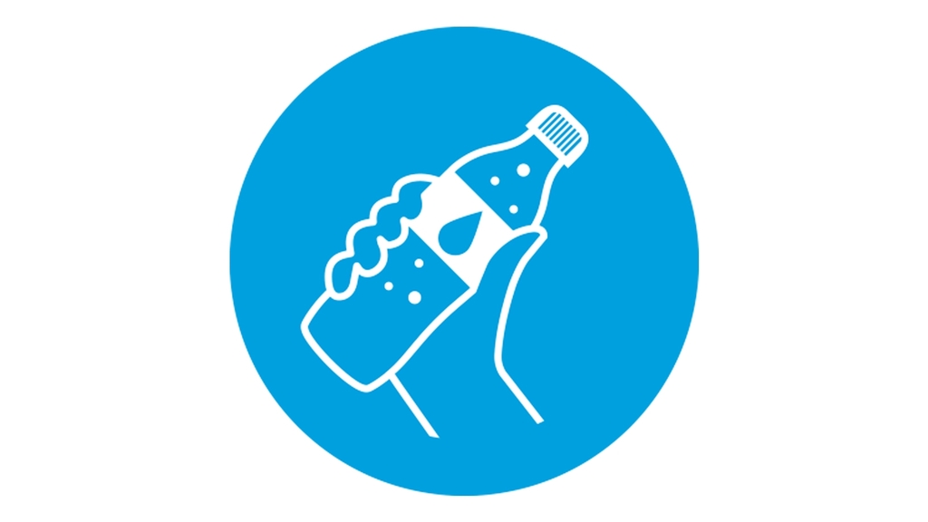 Ein Icon mit einer Hand in der Mitte, die eine Flasche hält